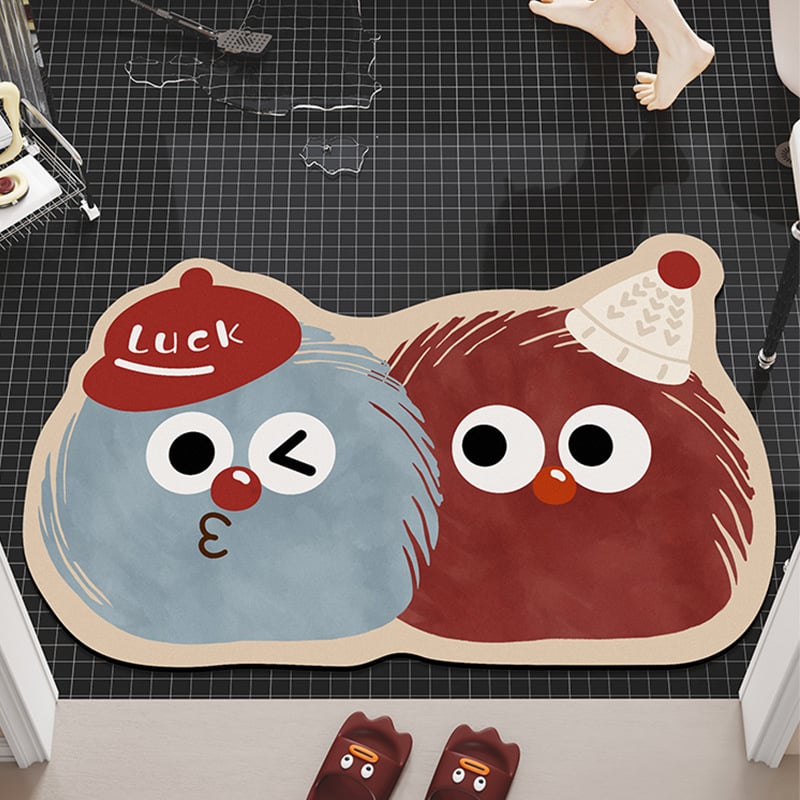 Ārpuszemes formas karikatūras vannas paklājs | diatomīta māls, ūdeni uzsūcošs, neslīdošs, ar roku mazgājams, druka, karikatūru stils, piemērots komerciāliem telpām, pielāgojams