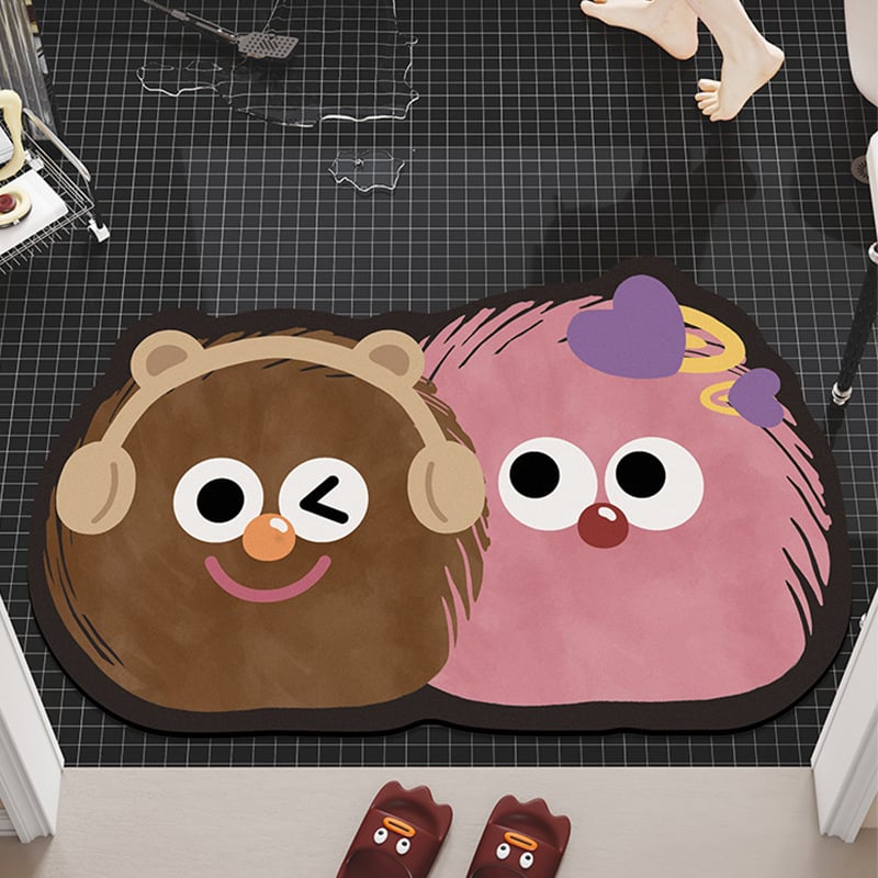 Ārpuszemes formas karikatūras vannas paklājs | diatomīta māls, ūdeni uzsūcošs, neslīdošs, ar roku mazgājams, druka, karikatūru stils, piemērots komerciāliem telpām, pielāgojams