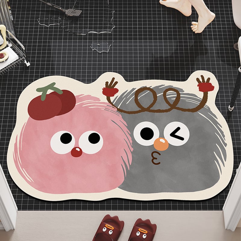 Ārpuszemes formas karikatūras vannas paklājs | diatomīta māls, ūdeni uzsūcošs, neslīdošs, ar roku mazgājams, druka, karikatūru stils, piemērots komerciāliem telpām, pielāgojams