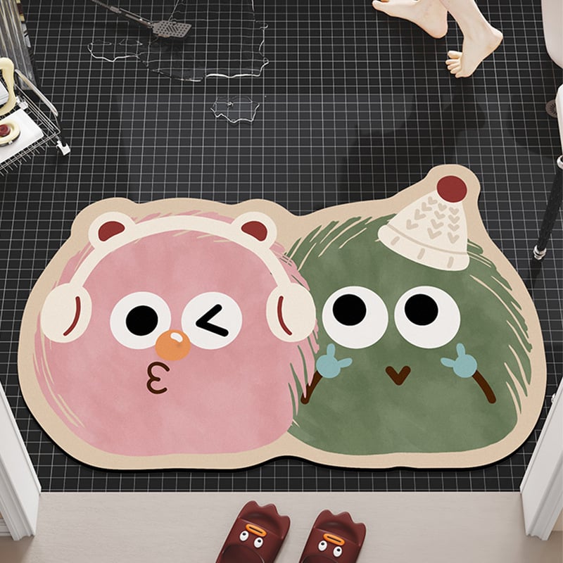 Ārpuszemes formas karikatūras vannas paklājs | diatomīta māls, ūdeni uzsūcošs, neslīdošs, ar roku mazgājams, druka, karikatūru stils, piemērots komerciāliem telpām, pielāgojams