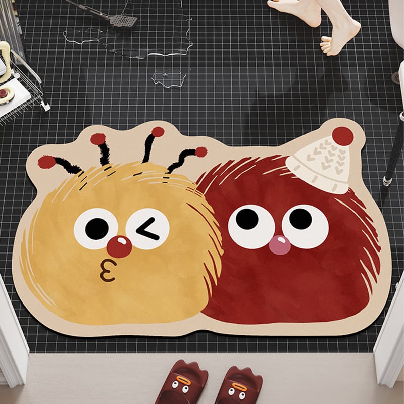 Ārpuszemes formas karikatūras vannas paklājs | diatomīta māls, ūdeni uzsūcošs, neslīdošs, ar roku mazgājams, druka, karikatūru stils, piemērots komerciāliem telpām, pielāgojams