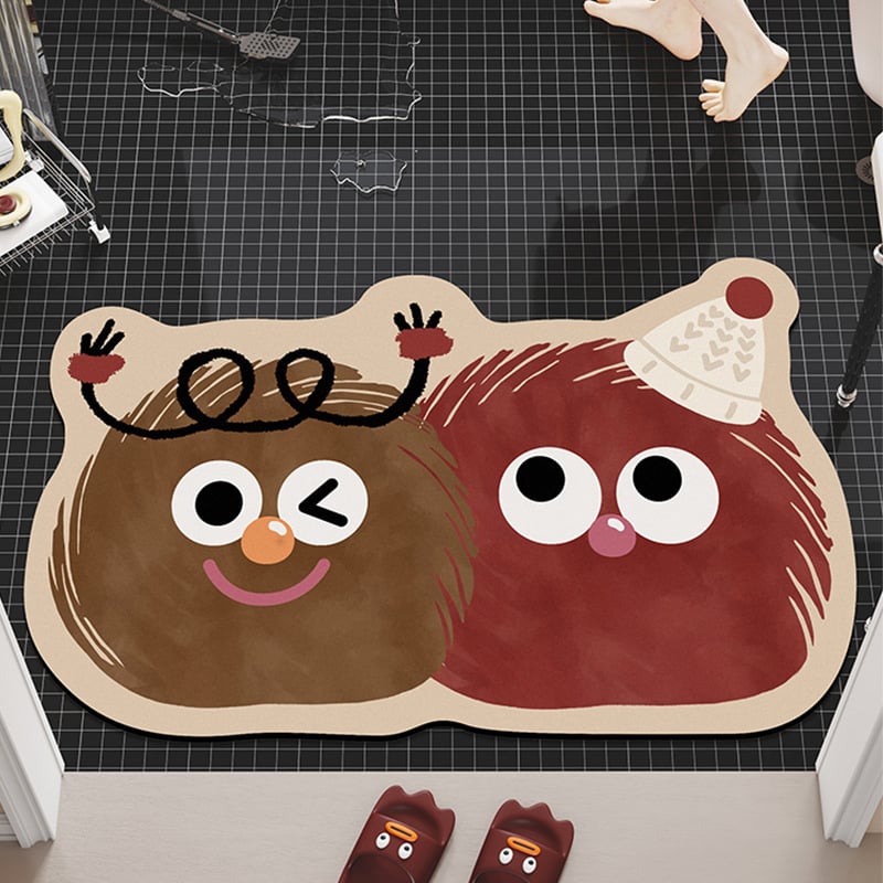 Ārpuszemes formas karikatūras vannas paklājs | diatomīta māls, ūdeni uzsūcošs, neslīdošs, ar roku mazgājams, druka, karikatūru stils, piemērots komerciāliem telpām, pielāgojams