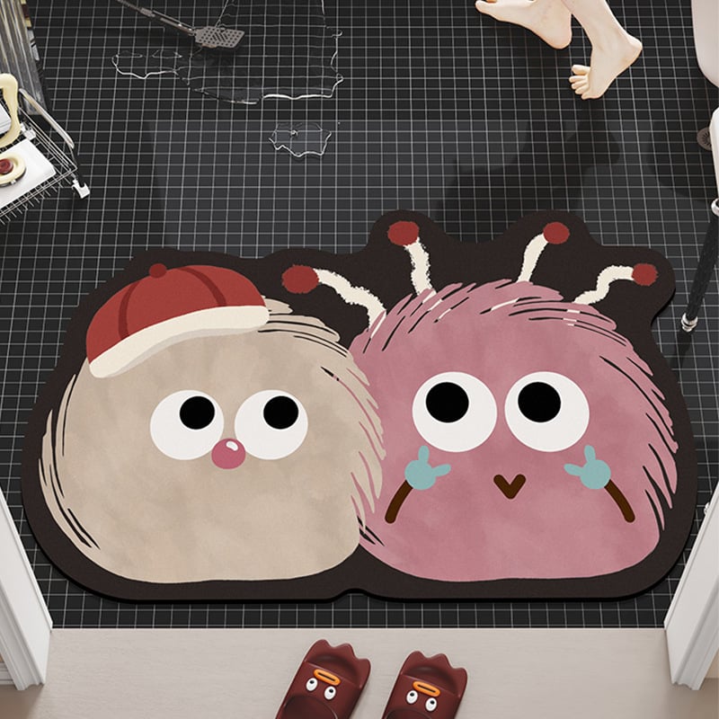 Ārpuszemes formas karikatūras vannas paklājs | diatomīta māls, ūdeni uzsūcošs, neslīdošs, ar roku mazgājams, druka, karikatūru stils, piemērots komerciāliem telpām, pielāgojams