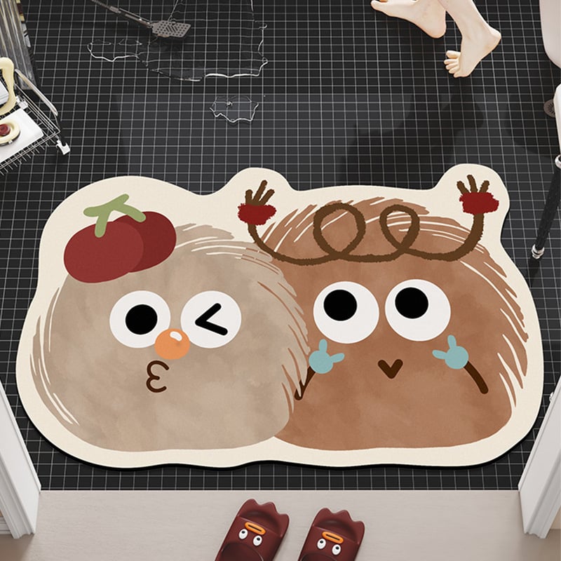 Ārpuszemes formas karikatūras vannas paklājs | diatomīta māls, ūdeni uzsūcošs, neslīdošs, ar roku mazgājams, druka, karikatūru stils, piemērots komerciāliem telpām, pielāgojams