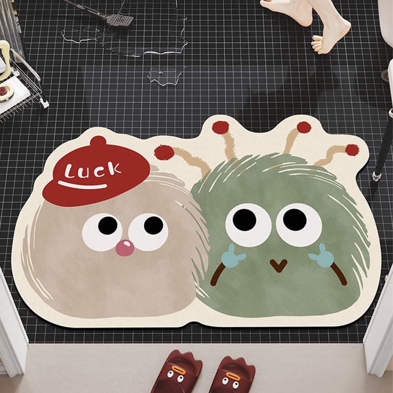 Ārpuszemes formas karikatūras vannas paklājs | diatomīta māls, ūdeni uzsūcošs, neslīdošs, ar roku mazgājams, druka, karikatūru stils, piemērots komerciāliem telpām, pielāgojams