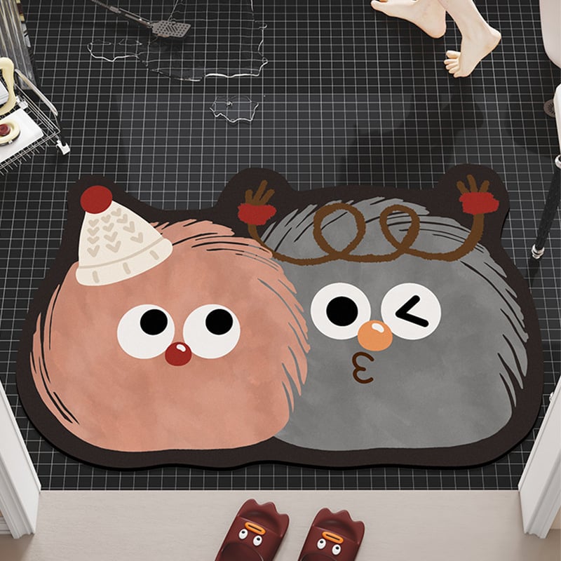 Ārpuszemes formas karikatūras vannas paklājs | diatomīta māls, ūdeni uzsūcošs, neslīdošs, ar roku mazgājams, druka, karikatūru stils, piemērots komerciāliem telpām, pielāgojams