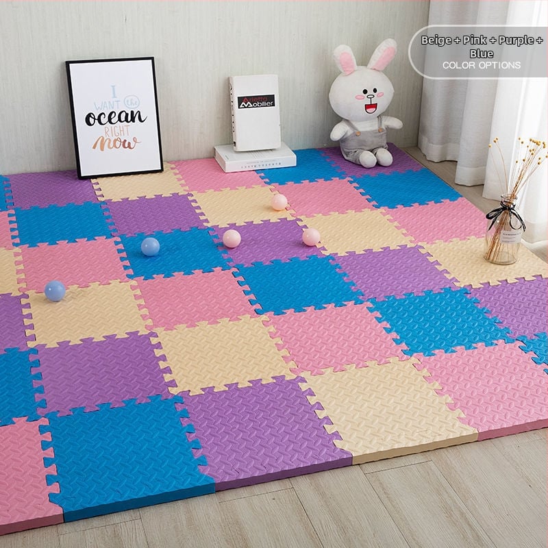 Bērnu putu pamatnes kilimats ar savienojamiem puzles elementiem, burbuļveida materiāls, guļamistabai, mūsdienīgs vienkāršums