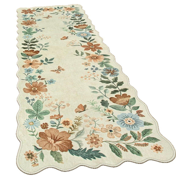 Poliestera šķiedras paklājs ar ziedu rakstu, kvadrātveida forma, piemērots viesistabai, guļamistabai, virtuvei un ieejai