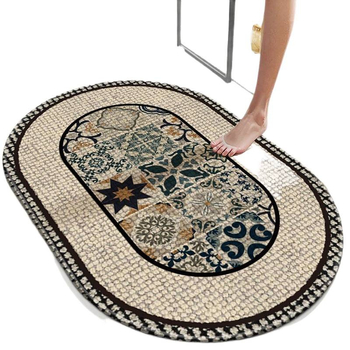 Grīdas paklājs no diatoma māla, izturīgs pret nodilumu un neslīdošs, absorbē ūdeni un ātri izžūst, pielāgojama drukātā virsma, piemērots dzīvojamajai istabai, guļamistabai, studijai, virtuvei, vannas istabai, ienākošajai telpai