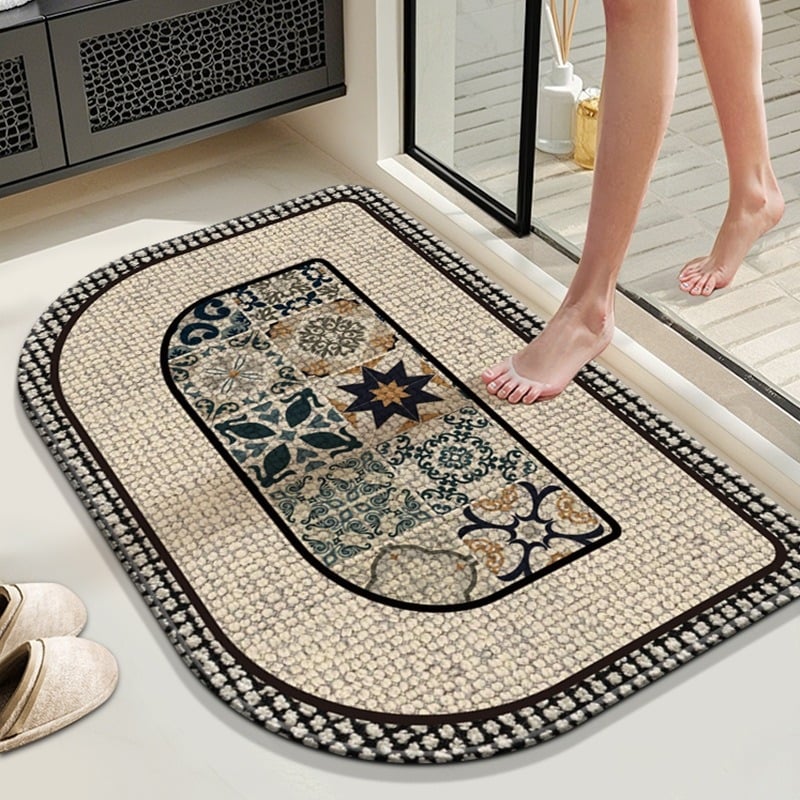 Grīdas paklājs no diatoma māla, izturīgs pret nodilumu un neslīdošs, absorbē ūdeni un ātri izžūst, pielāgojama drukātā virsma, piemērots dzīvojamajai istabai, guļamistabai, studijai, virtuvei, vannas istabai, ienākošajai telpai