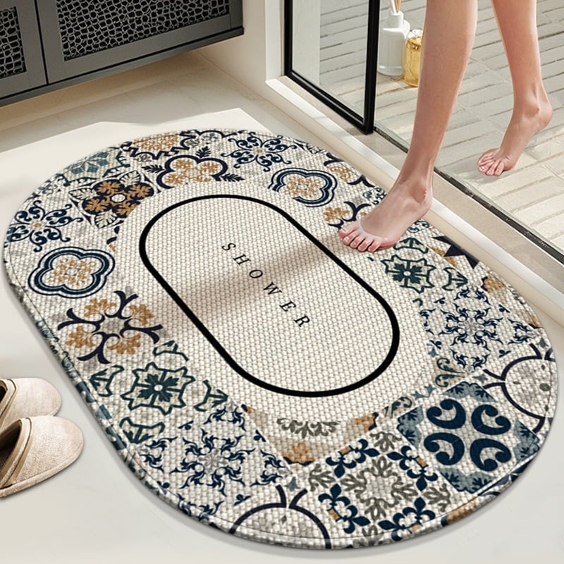 Grīdas paklājs no diatoma māla, izturīgs pret nodilumu un neslīdošs, absorbē ūdeni un ātri izžūst, pielāgojama drukātā virsma, piemērots dzīvojamajai istabai, guļamistabai, studijai, virtuvei, vannas istabai, ienākošajai telpai