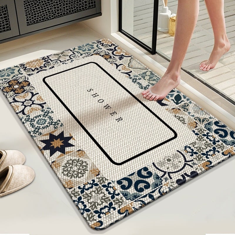 Grīdas paklājs no diatoma māla, izturīgs pret nodilumu un neslīdošs, absorbē ūdeni un ātri izžūst, pielāgojama drukātā virsma, piemērots dzīvojamajai istabai, guļamistabai, studijai, virtuvei, vannas istabai, ienākošajai telpai