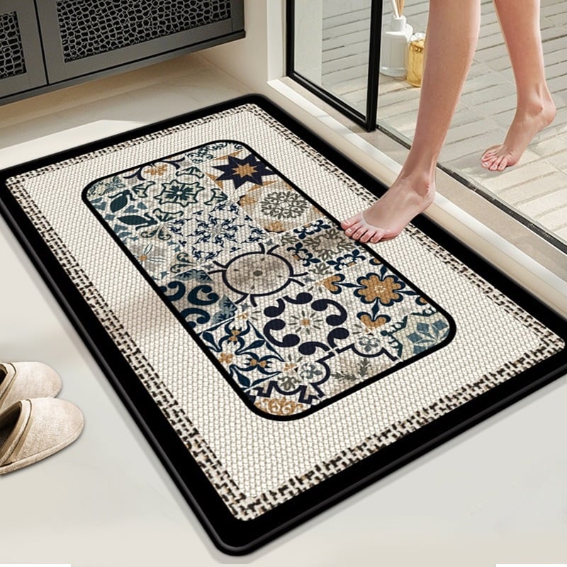 Grīdas paklājs no diatoma māla, izturīgs pret nodilumu un neslīdošs, absorbē ūdeni un ātri izžūst, pielāgojama drukātā virsma, piemērots dzīvojamajai istabai, guļamistabai, studijai, virtuvei, vannas istabai, ienākošajai telpai