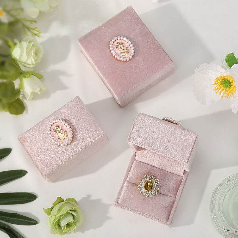 Kutija za nakit – talijanski baršun, vintage ružičasta, za privjeske, ogrlice i prstene