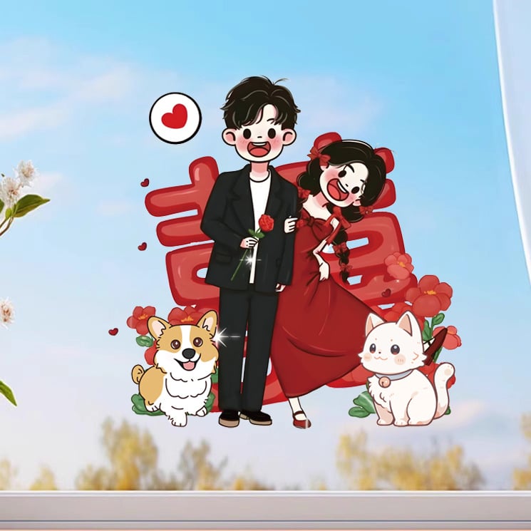 Elektrostatiniai lipdukai su Laimės žodžiu vestuvinei dekoracijai: spintos, sienos, langai, stiklas ir automobiliai (Nėra importuota; Kategorija: Laimingas žodis)