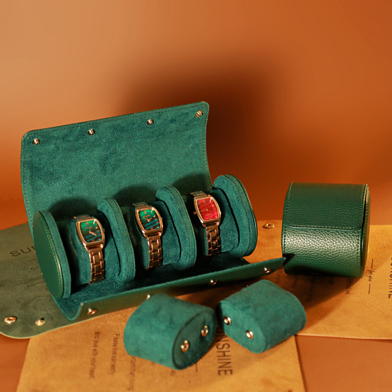 Pulksteņu uzglabāšanas kaste no PU ādas un velūra, ar 1 slotu/2 slotiem/3 slotiem, karstā uzdrukāšana, sudraba uzdrukāšana un serigrafija