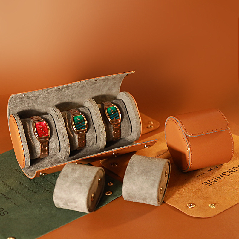 Pulksteņu uzglabāšanas kaste no PU ādas un velūra, ar 1 slotu/2 slotiem/3 slotiem, karstā uzdrukāšana, sudraba uzdrukāšana un serigrafija