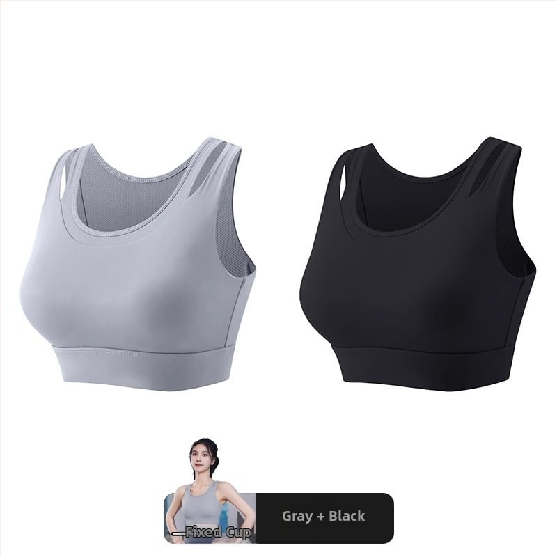 Γυναικείο αθλητικό σουτιέν με ενιαία σταθερή επένδυση στήθους, βασικό ύφασμα νάιλον, επένδυση από σπαντέξ (30–50%), χωρίς ιμάντες, τριγωνικά cups, μεσαίο σχήμα καλουπιού, απορροφά τον ιδρώτα, για τρέξιμο και γιόγκα