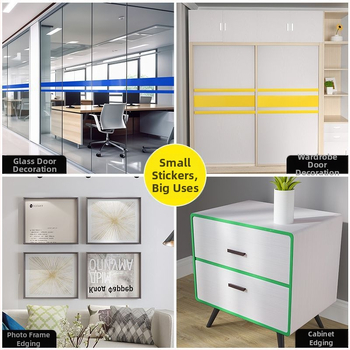 PVC декоративен стенен стикер лента – солиден модел, 1 бр., модерен минималистичен плосък дизайн