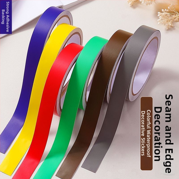 PVC декоративен стенен стикер лента – солиден модел, 1 бр., модерен минималистичен плосък дизайн