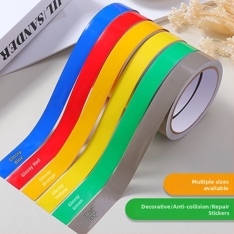 PVC декоративен стенен стикер лента – солиден модел, 1 бр., модерен минималистичен плосък дизайн