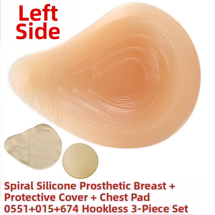 Постоперативна силиконова бюст-протеза с предпазен калъф, триъгълна и кръгла форма, конкавно дъно; удебелен силикон увеличава обема.