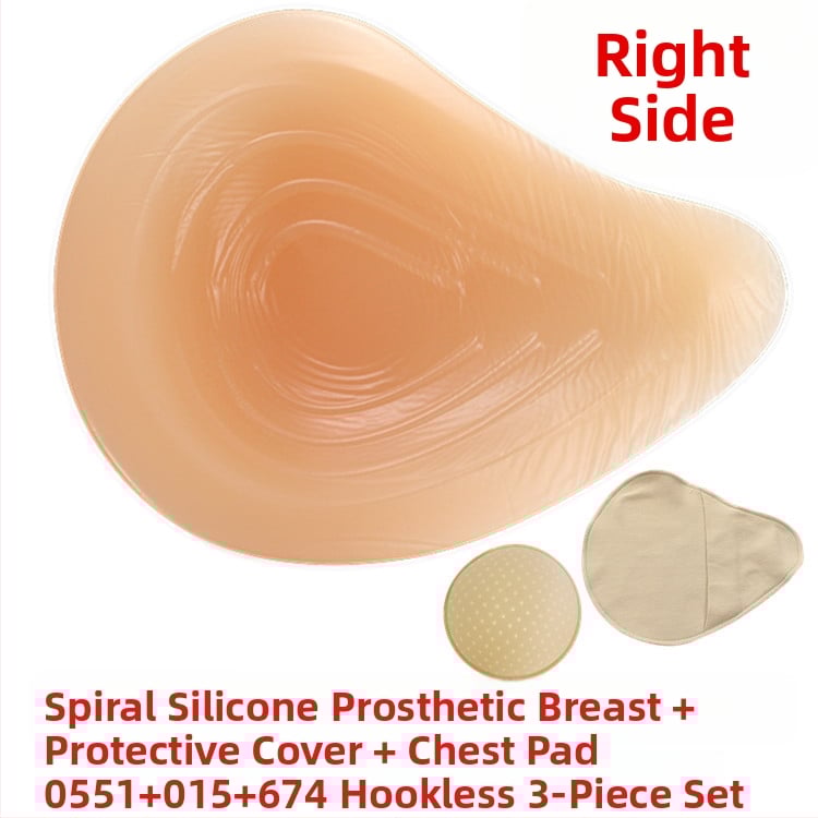 Постоперативна силиконова бюст-протеза с предпазен калъф, триъгълна и кръгла форма, конкавно дъно; удебелен силикон увеличава обема.