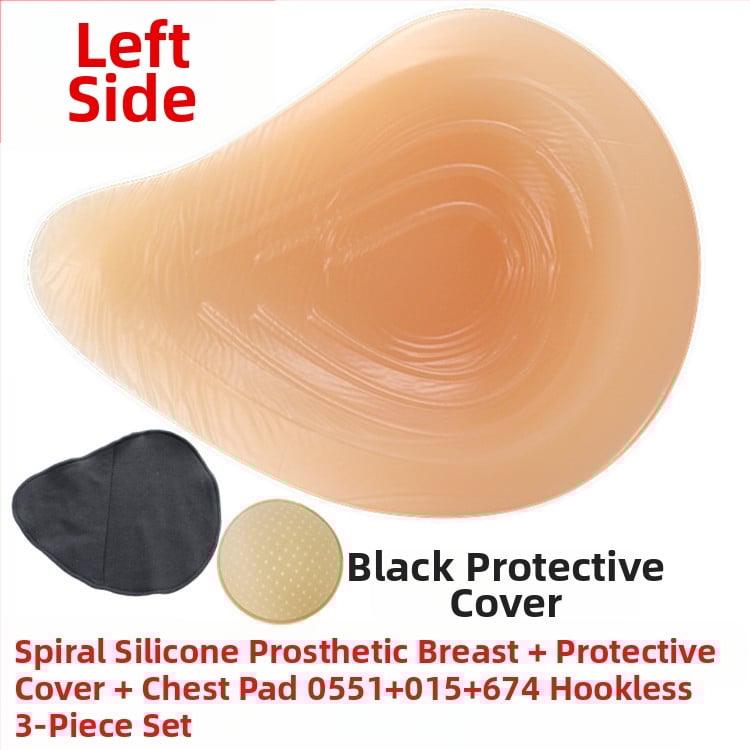 Постоперативна силиконова бюст-протеза с предпазен калъф, триъгълна и кръгла форма, конкавно дъно; удебелен силикон увеличава обема.