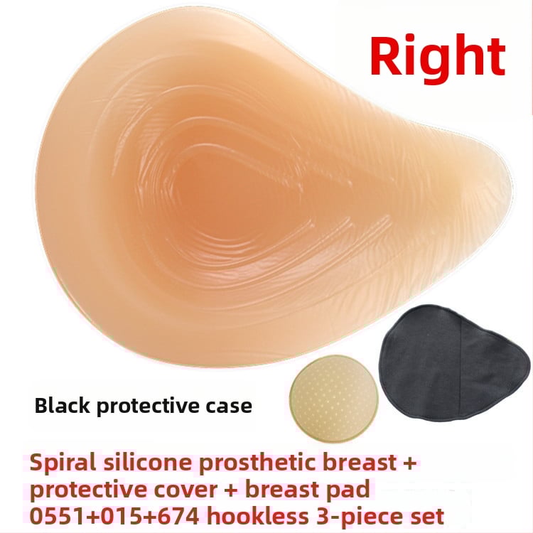 Постоперативна силиконова бюст-протеза с предпазен калъф, триъгълна и кръгла форма, конкавно дъно; удебелен силикон увеличава обема.
