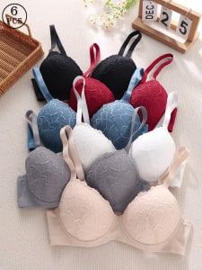 Csipkés melltartó állítható pántokkal, vékony formázott kosarakkal, fő anyag: nejlon, bélés: spandex, hátoldali 4 sor záróval