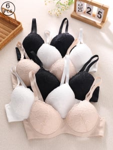 Csipkés melltartó állítható pántokkal, vékony formázott kosarakkal, fő anyag: nejlon, bélés: spandex, hátoldali 4 sor záróval