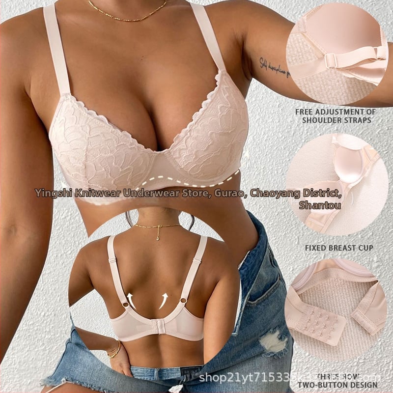 Csipkés melltartó állítható pántokkal, vékony formázott kosarakkal, fő anyag: nejlon, bélés: spandex, hátoldali 4 sor záróval