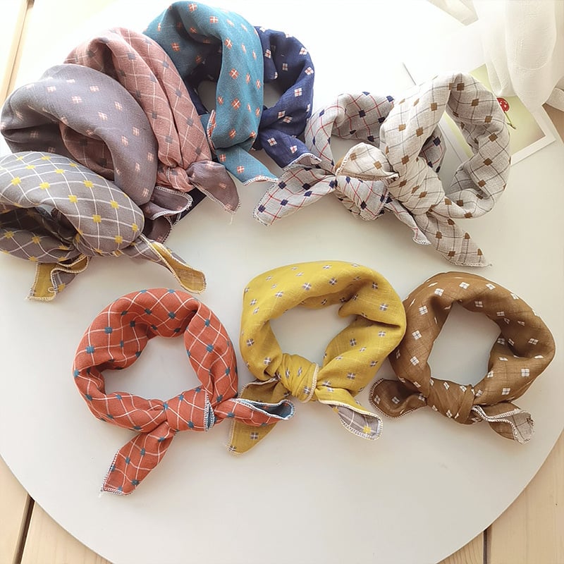 Șal pentru copii din bumbac, pătrat - model în carouri, țesătură Jacquard, decorativ