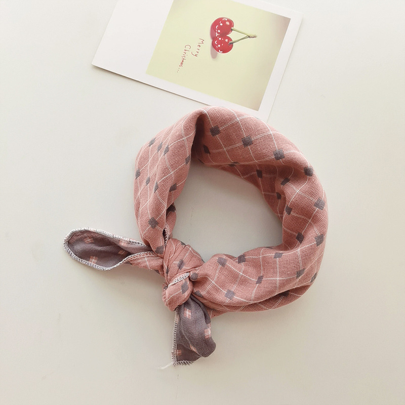 Șal pentru copii din bumbac, pătrat - model în carouri, țesătură Jacquard, decorativ