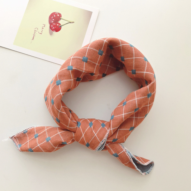 Șal pentru copii din bumbac, pătrat - model în carouri, țesătură Jacquard, decorativ