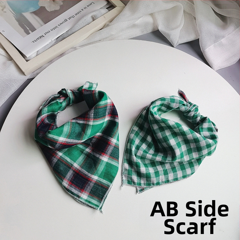 Detský bavlnený štvorcový šál - kockovaný vzor, jacquard pletenina, dekoratívny