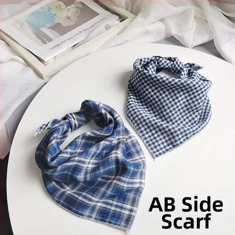 Detský bavlnený štvorcový šál - kockovaný vzor, jacquard pletenina, dekoratívny