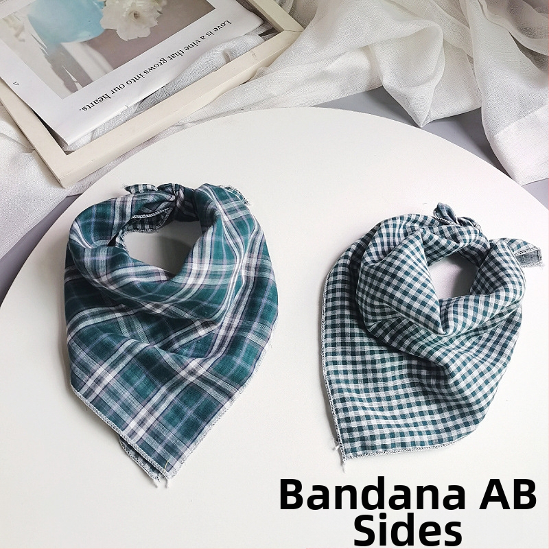 Detský bavlnený štvorcový šál - kockovaný vzor, jacquard pletenina, dekoratívny