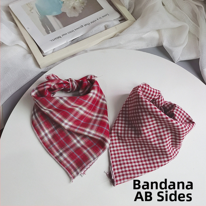 Detský bavlnený štvorcový šál - kockovaný vzor, jacquard pletenina, dekoratívny