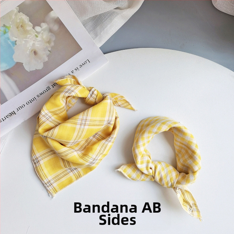 Detský bavlnený štvorcový šál - kockovaný vzor, jacquard pletenina, dekoratívny