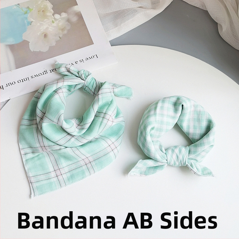 Detský bavlnený štvorcový šál - kockovaný vzor, jacquard pletenina, dekoratívny