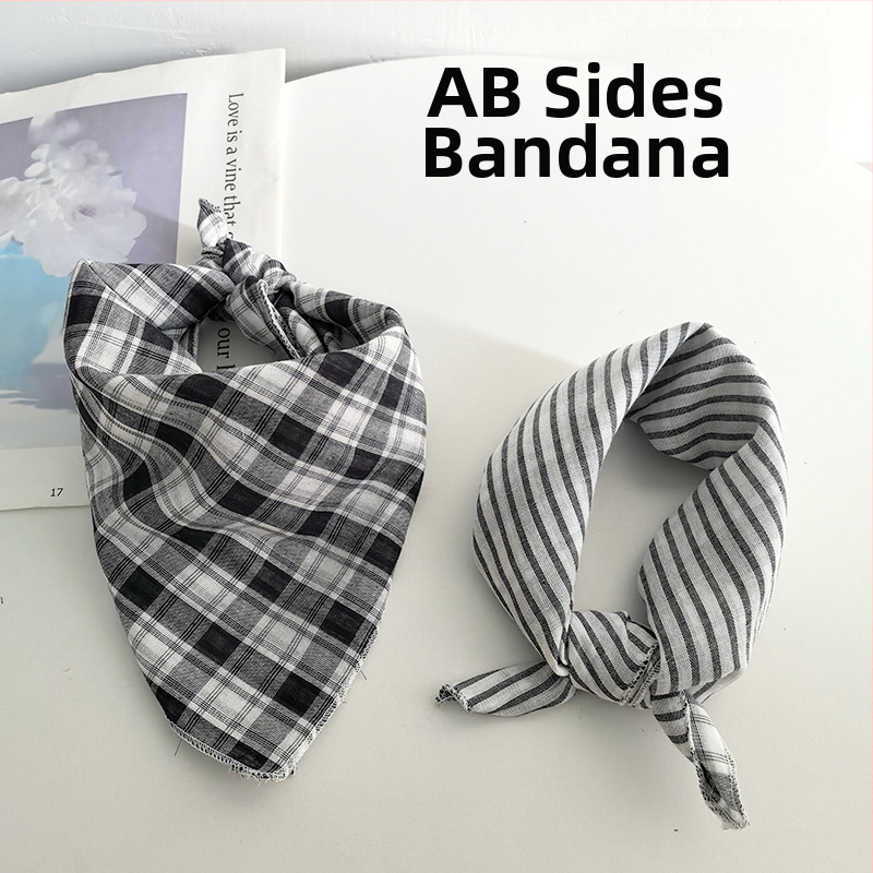 Detský bavlnený štvorcový šál - kockovaný vzor, jacquard pletenina, dekoratívny