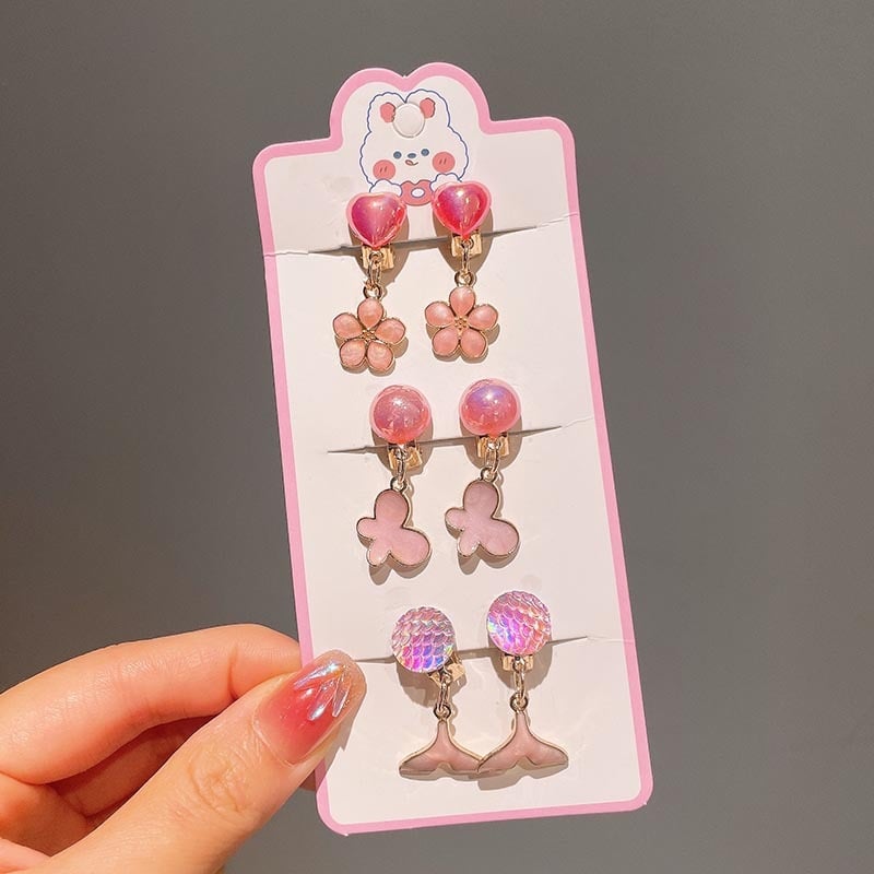 Bērnu klipses auskari ar zaķīša kulonu, karikatūras stils, roku darbs no sakausējuma, vecuma diapazons 3–10 gadi