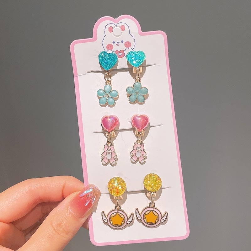 Bērnu klipses auskari ar zaķīša kulonu, karikatūras stils, roku darbs no sakausējuma, vecuma diapazons 3–10 gadi