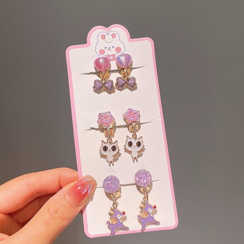 Bērnu klipses auskari ar zaķīša kulonu, karikatūras stils, roku darbs no sakausējuma, vecuma diapazons 3–10 gadi