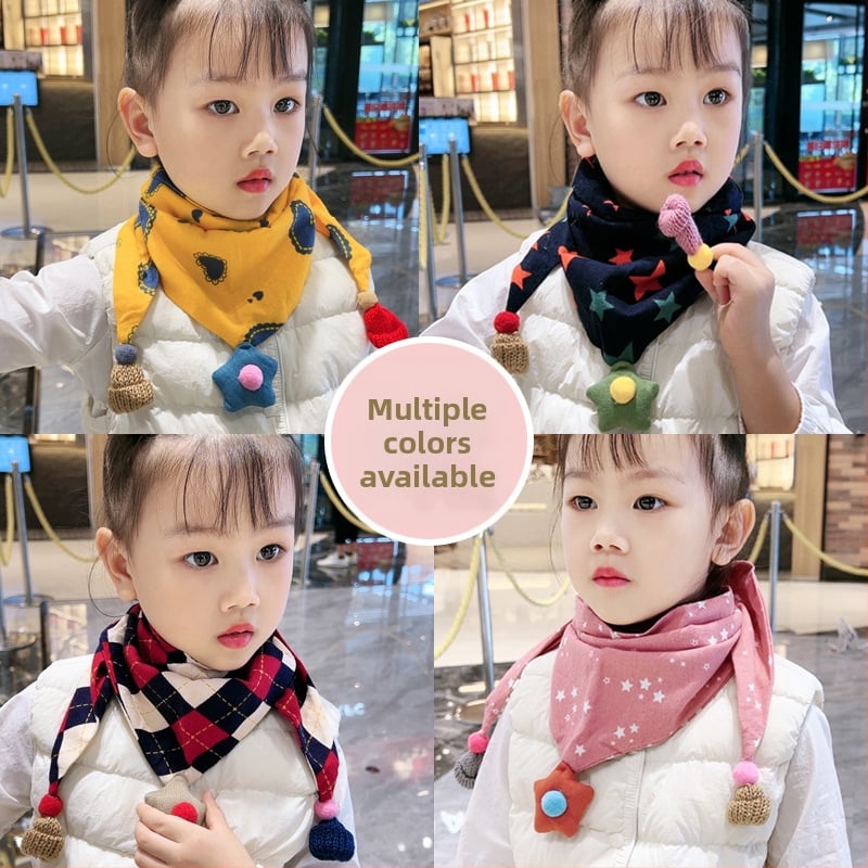 Trīsstūrveida bērnu šalle no kokvilnas, dekoratīva, džakarda adījums, japāņu un korejiešu saldā stilā, ziemai, pavasarim un rudenim