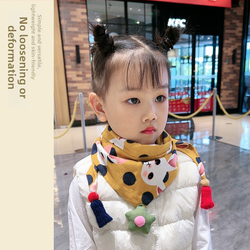 trojuholníkový detský šál z bavlny, dekoratív, jacquard úplet, japonsko-kórejský sladký štýl, na zimu, jar a jeseň