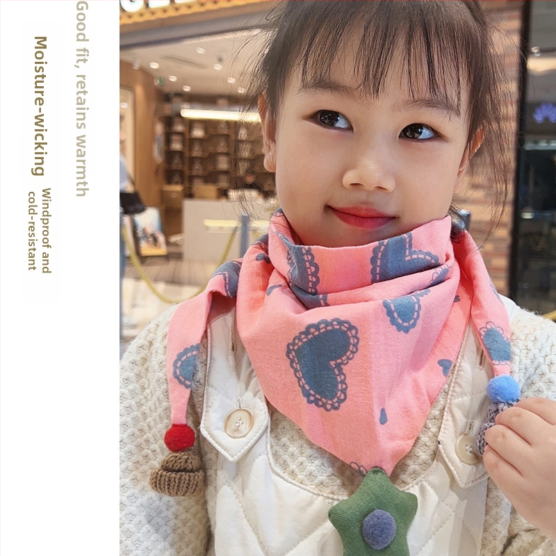 trojuholníkový detský šál z bavlny, dekoratív, jacquard úplet, japonsko-kórejský sladký štýl, na zimu, jar a jeseň