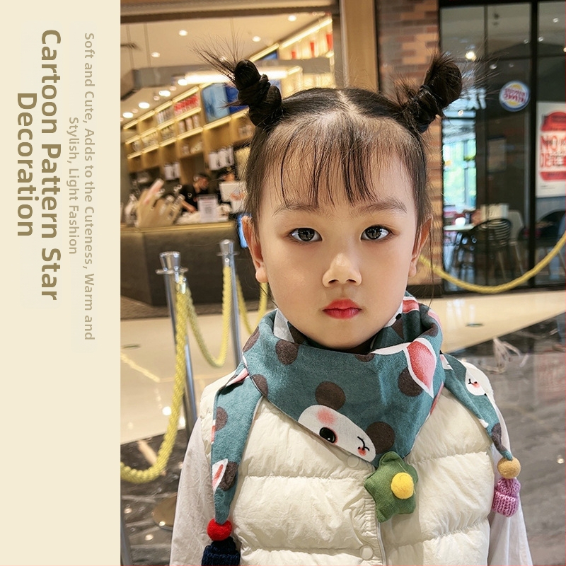 trojuholníkový detský šál z bavlny, dekoratív, jacquard úplet, japonsko-kórejský sladký štýl, na zimu, jar a jeseň