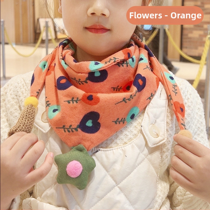 Trīsstūrveida bērnu šalle no kokvilnas, dekoratīva, džakarda adījums, japāņu un korejiešu saldā stilā, ziemai, pavasarim un rudenim